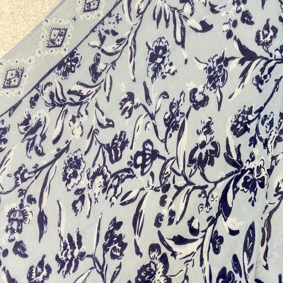 Vera Bradley Perennials Misty Surf Blue Rayon Scarf With Fringe 30" x 75" NWT - Picture 5 of 8